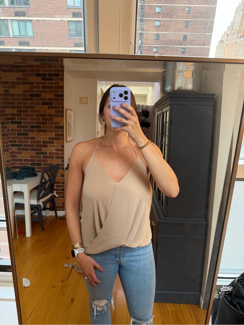 Naked Zebra Beige V-Neck Spaghetti Strap Cami